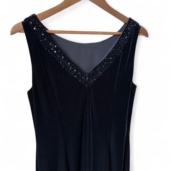 90's Velvet godet skirted formal maxi dress - Picture 1 of 7
